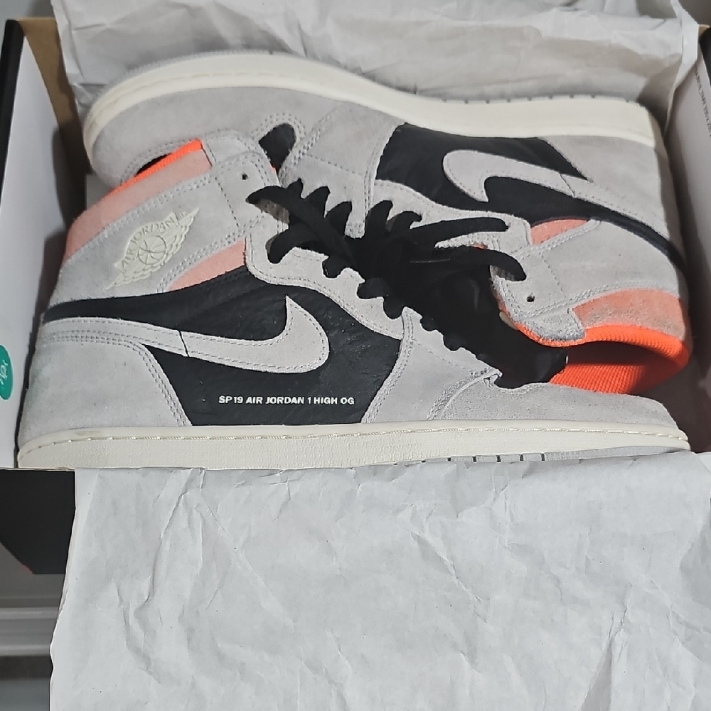 Jordan Sneakers in Black, Gray, and Neon Orange